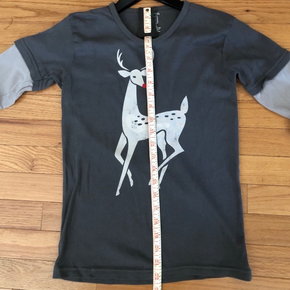Green 3 Gray Holiday/Christmas Reindeer Top Small - Picture 5 of 5